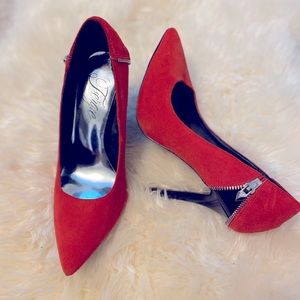 Like new red suede heels